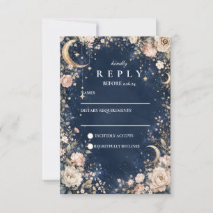 Cartão RSVP Noites Estreladas Celestiais Casamento
