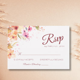 Cartão RSVP Noiva Arte Rosa Peônia Flor Silvestre Outono Paste