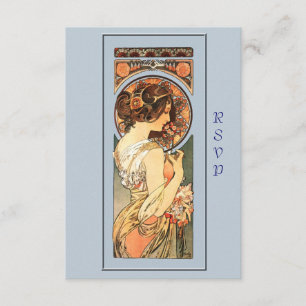 Cartão RSVP Noiva bonita de Nouveau da arte que Wedding o