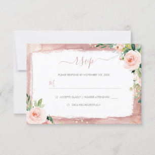 Cartão RSVP Noiva Enfeitiçada Floral e Elegante Borda Casament