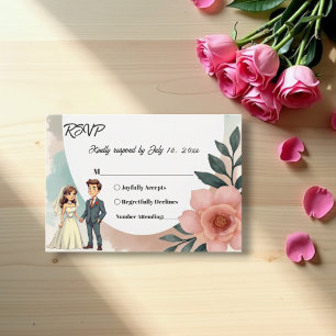 Cartão RSVP Noiva Floral E Casamento De Groom Rustic Watercolo