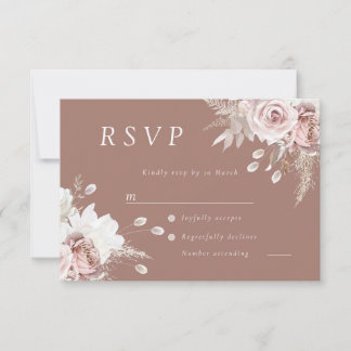 Cartão RSVP Noiva Floral Magnífico Casamento de Argila