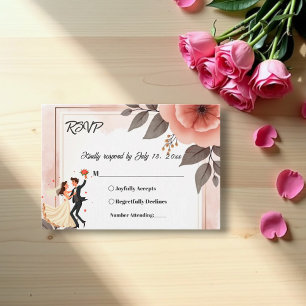 Cartão RSVP Noiva Floral Romântica Elegante E Casamento De Gro