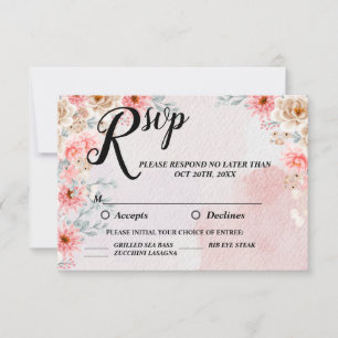 Cartão RSVP Noiva Floral Rosa Chic