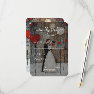 Cartão RSVP Noiva & Noivo Casamento Caprichoso Personalizado