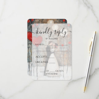 Cartão RSVP Noiva & Noivo Casamento Caprichoso Personalizado