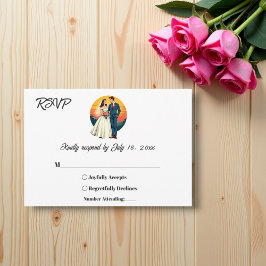 Cartão RSVP Noiva Romântica Elegante E Casamento Sunset Do Gro
