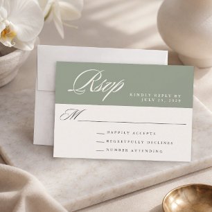 Cartão RSVP Noiva Verde Simples Moderno Elegante Casamento