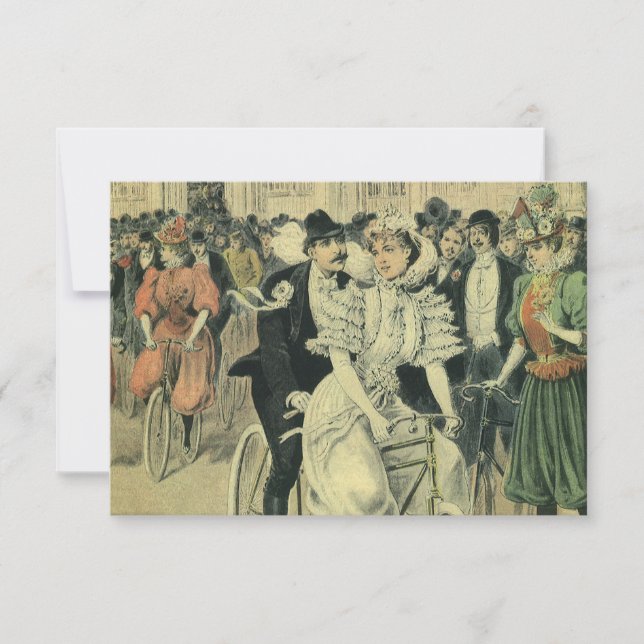 Cartão RSVP Noiva Vitoriana do Casamento e Bicicleta do Groom (Frente)