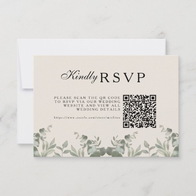 Cartão RSVP Noivado Boho Folhas de Eucalipto (Frente)