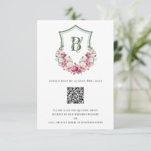 Cartão RSVP Noivas Florais com Peônias Rosa Crista