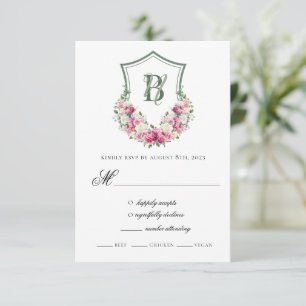 Cartão RSVP Noivas Florais com Peônias Rosa Crista