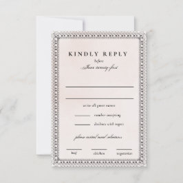 Cartão RSVP Noivo Blush Elegante e Lace de Aquarela Preta Casa
