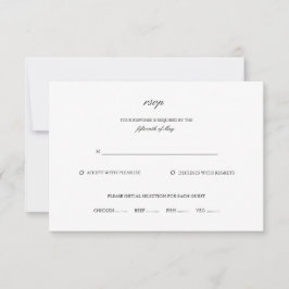 Cartão RSVP Nome de Script Elegante Clássico Casamento Branco