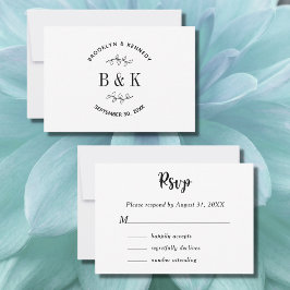 Cartão RSVP Nome do Casal de Noiva Floral Botânico Monograma D