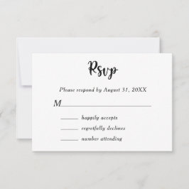 Cartão RSVP Nome do Casal do Monograma Botânico Floral Branco 