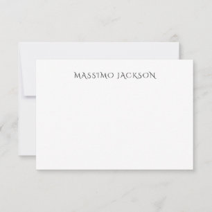 Cartão RSVP Nome Próprio Decorativo Chic Simples Preto Branco