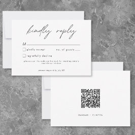 Cartão RSVP Nothing Fancy Just Love Minimalist Wedding QR Code