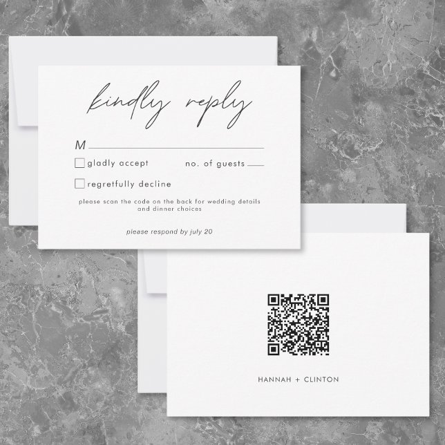 Cartão RSVP Nothing Fancy Just Love Minimalist Wedding QR Code (Nothing Fancy Just Love Minimalist Wedding QR Code RSVP Card)