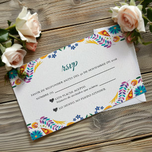 Cartão RSVP Nuestra Boda Flores Botânico Casamento Espanhol