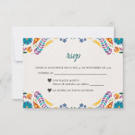 Cartão RSVP Nuestra Boda Flowers Botanical Spanish Wedding