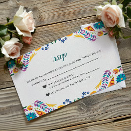 Cartão RSVP Nuestra Boda Flowers Botanical Spanish Wedding