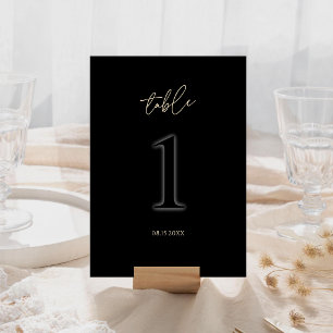Cartão RSVP Número da Mesa Preto Dourado Moderno 1 Luxo Minima