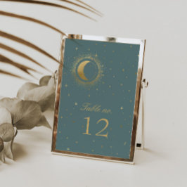 Cartão RSVP Número da Tabela de Casamento da Lua Dourada Paste