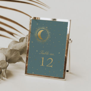Cartão RSVP Número da Tabela de Casamento da Lua Dourada Paste