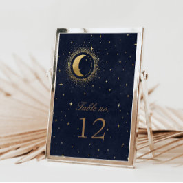 Cartão RSVP Número da Tabela de Casamento de Estrelas Douradas