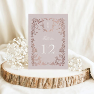 Cartão RSVP Número da Tabela de Casamento Floral de Crest Eleg