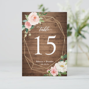 Cartão RSVP Número da Tabela Floral de Casamento com Blush Geo