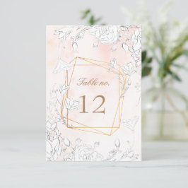 Cartão RSVP Número da Tabela Floral de Casamento Sutil Blush