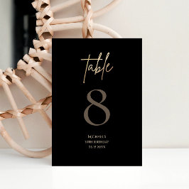 Cartão RSVP Número de Mesa de Aniversário Preto e Dourado