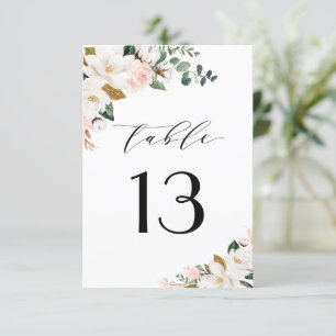 Cartão RSVP Números de mesa de casamento da Magnolia Branca e