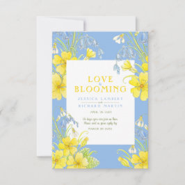 Cartão RSVP O amor é o casamento da primavera amarela.