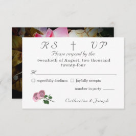 Cartão RSVP O amor está em Bloom Photo/Rosa Wedding