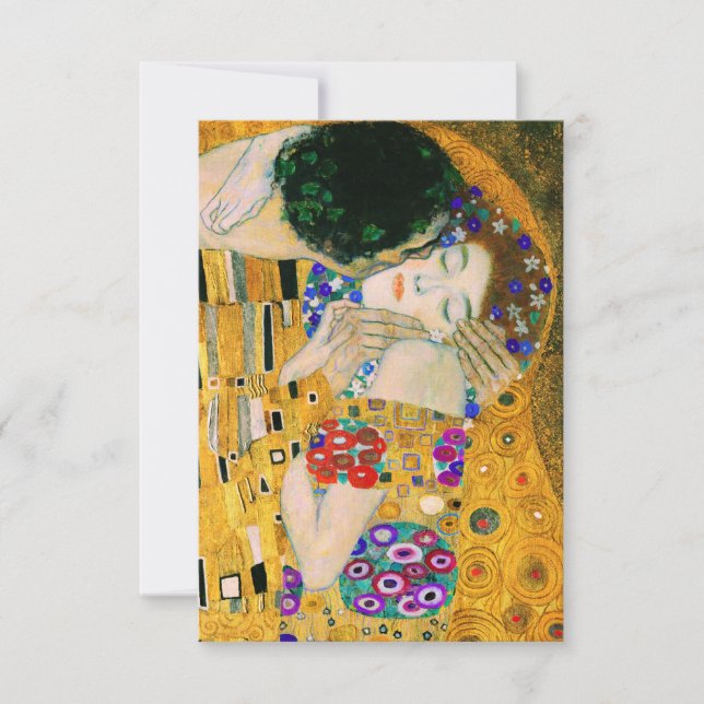 Cartão RSVP O Beijo de Gustav Klimt (Frente)