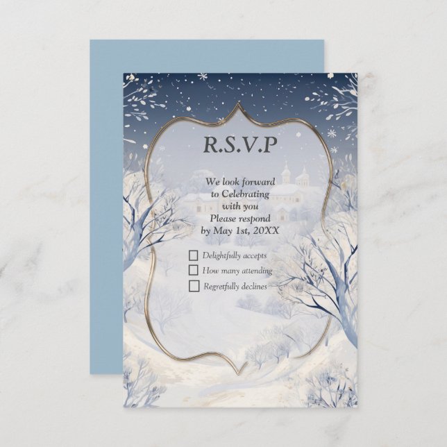 Cartão RSVP O calor do sol no inverno (Frente/Verso)