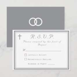 Cartão RSVP O Casamento de Prata Católico Rebuscado