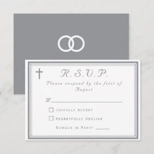 Cartão RSVP O Casamento de Prata Católico Rebuscado