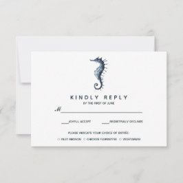 Cartão RSVP O Cavalo de Mar Azul | VP de Casamento com Choise 