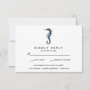 Cartão RSVP O Cavalo de Mar Azul   VP de Casamento com Choise 