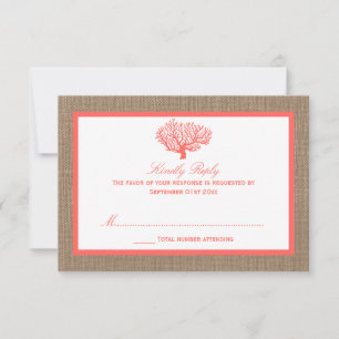 Cartão RSVP O Coral Na Coleção De Casamentos De Boho Beach Bur