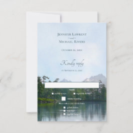Cartão RSVP O lago no casamento da natureza russa das montanha