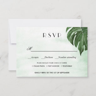 Cartão RSVP O monstera selvagem deixa a ESCOLHA WEDDING da