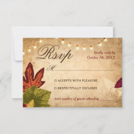 Cartão RSVP O outono elegante deixa Casamento outono russo