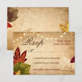 Cartão RSVP O outono elegante deixa Casamento outono russo