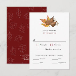 Cartão RSVP O outono moderno deixa casamento simples