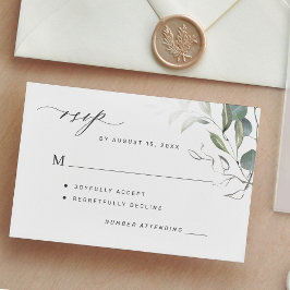 Cartão RSVP O verde simples deixa o casamento verde